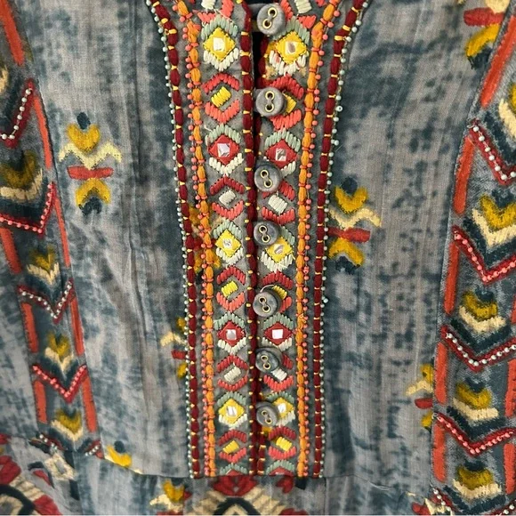 Soft Surroundings San Remo Boho Embroidered Gypsy Peasant Maxi Dress - Picture 4 of 13